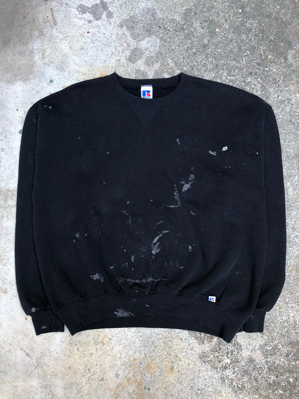 1990s Russell Black Blank Paint Sweatshirt