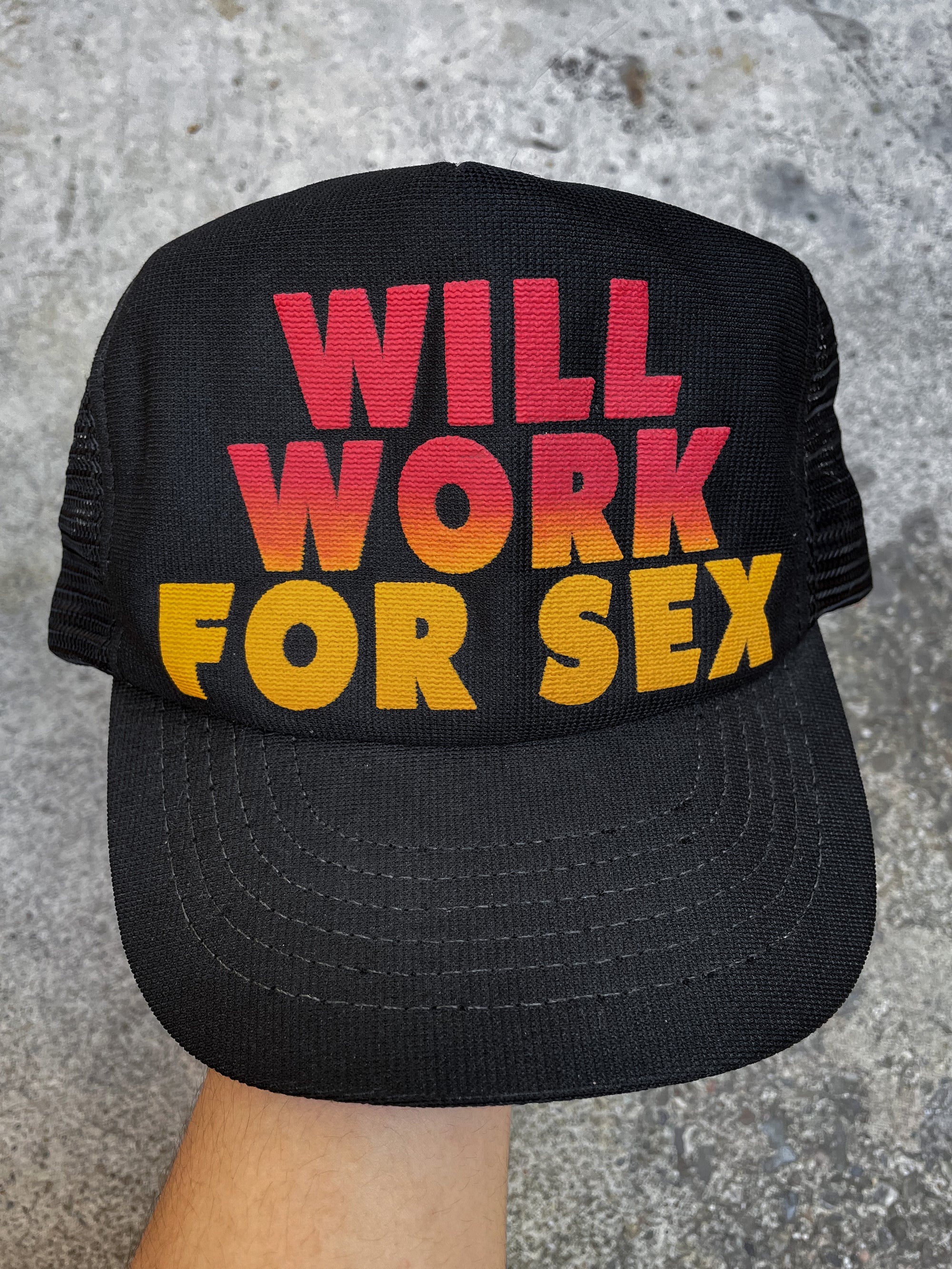 1980s “Will Work For Sex” Trucker Hat