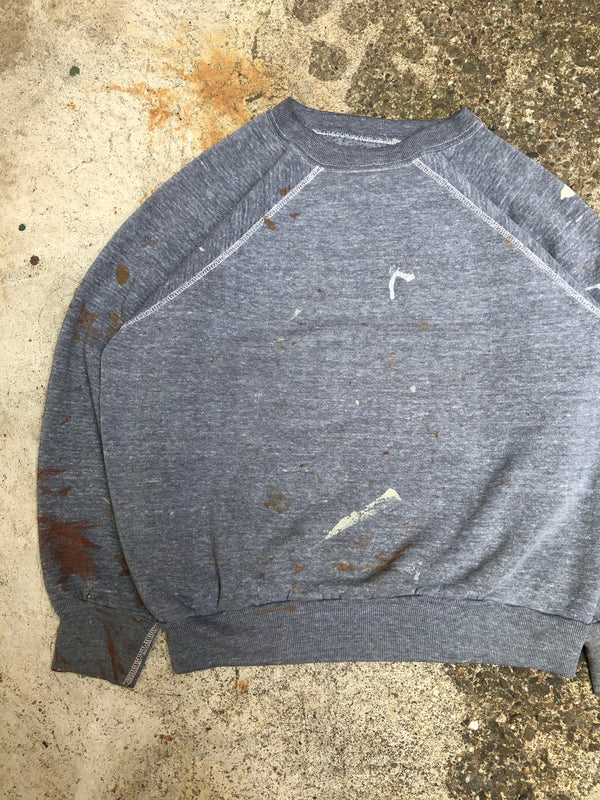 1970s Heather Grey Blank Paint Raglan Sweatshirt