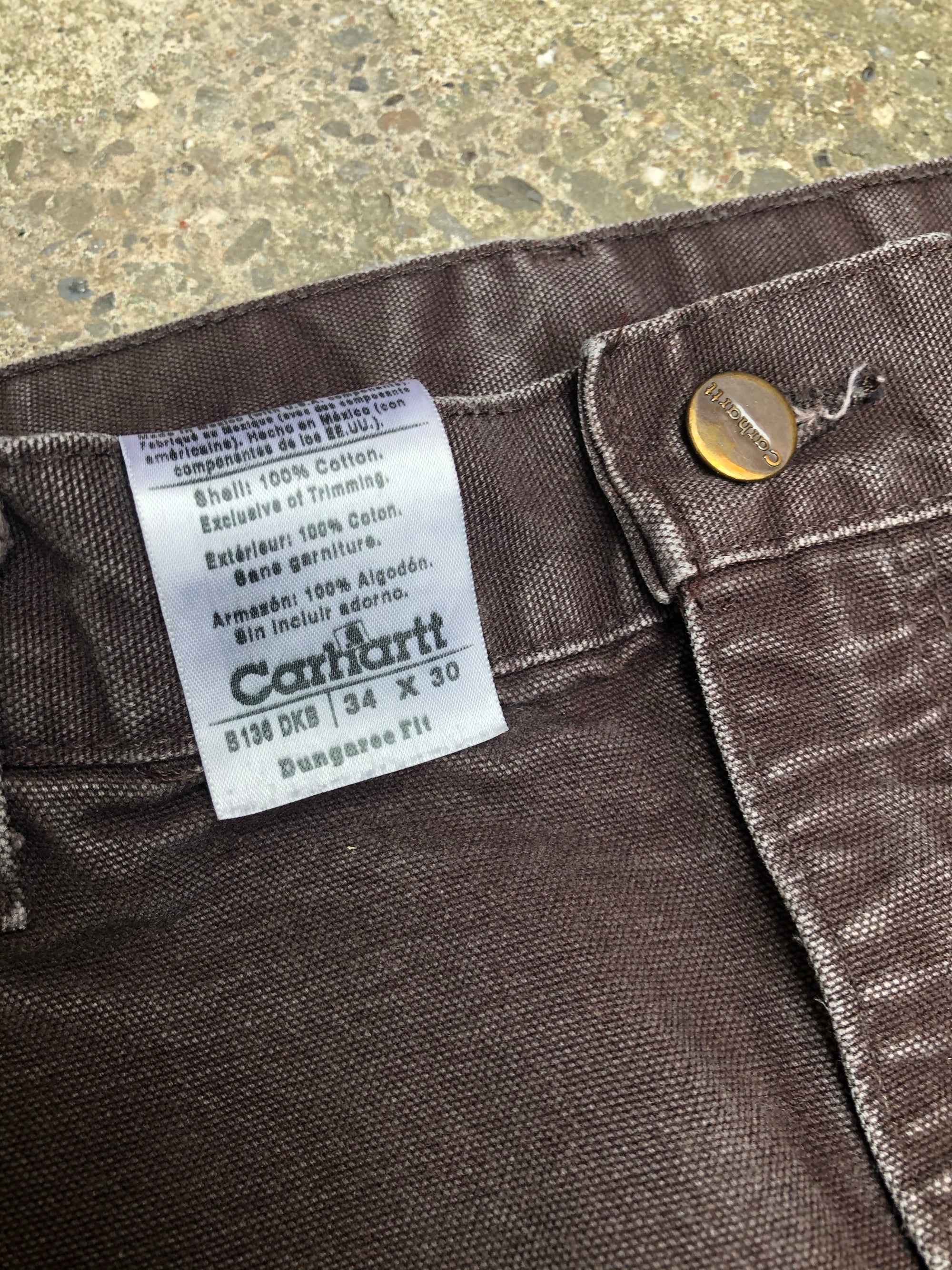 Carhartt B136 Dark Brown Double Front Knee Work Pants (33X29)