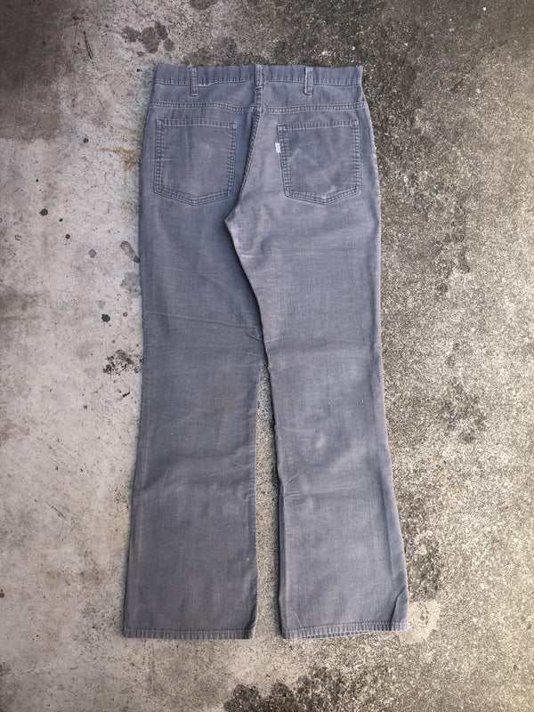 1970s Levis Faded Grey Corduroy 646 Talon Zip Flares (33X32)