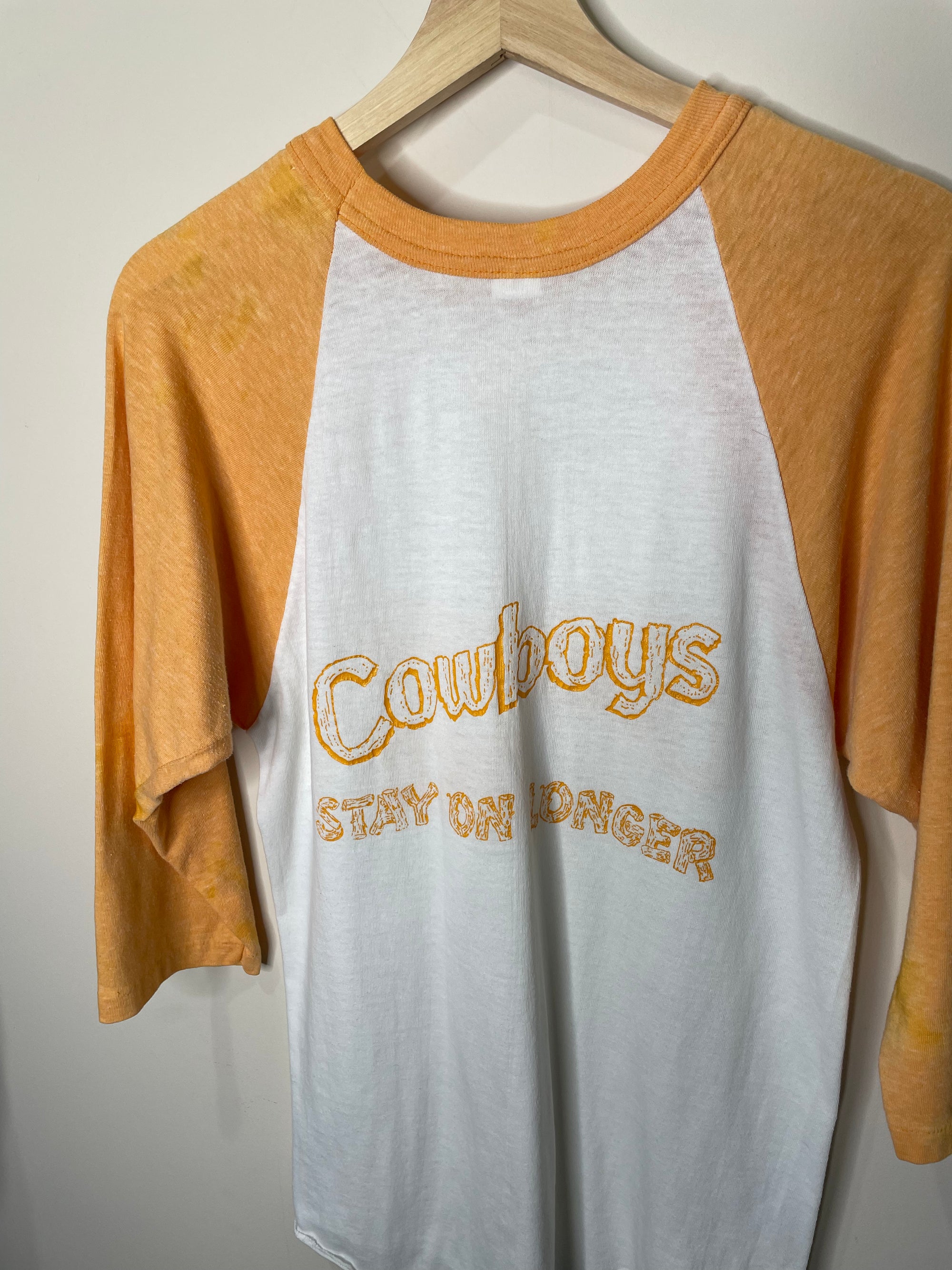 1970s “Cowboys Stay On Longer” Raglan Tee (S)