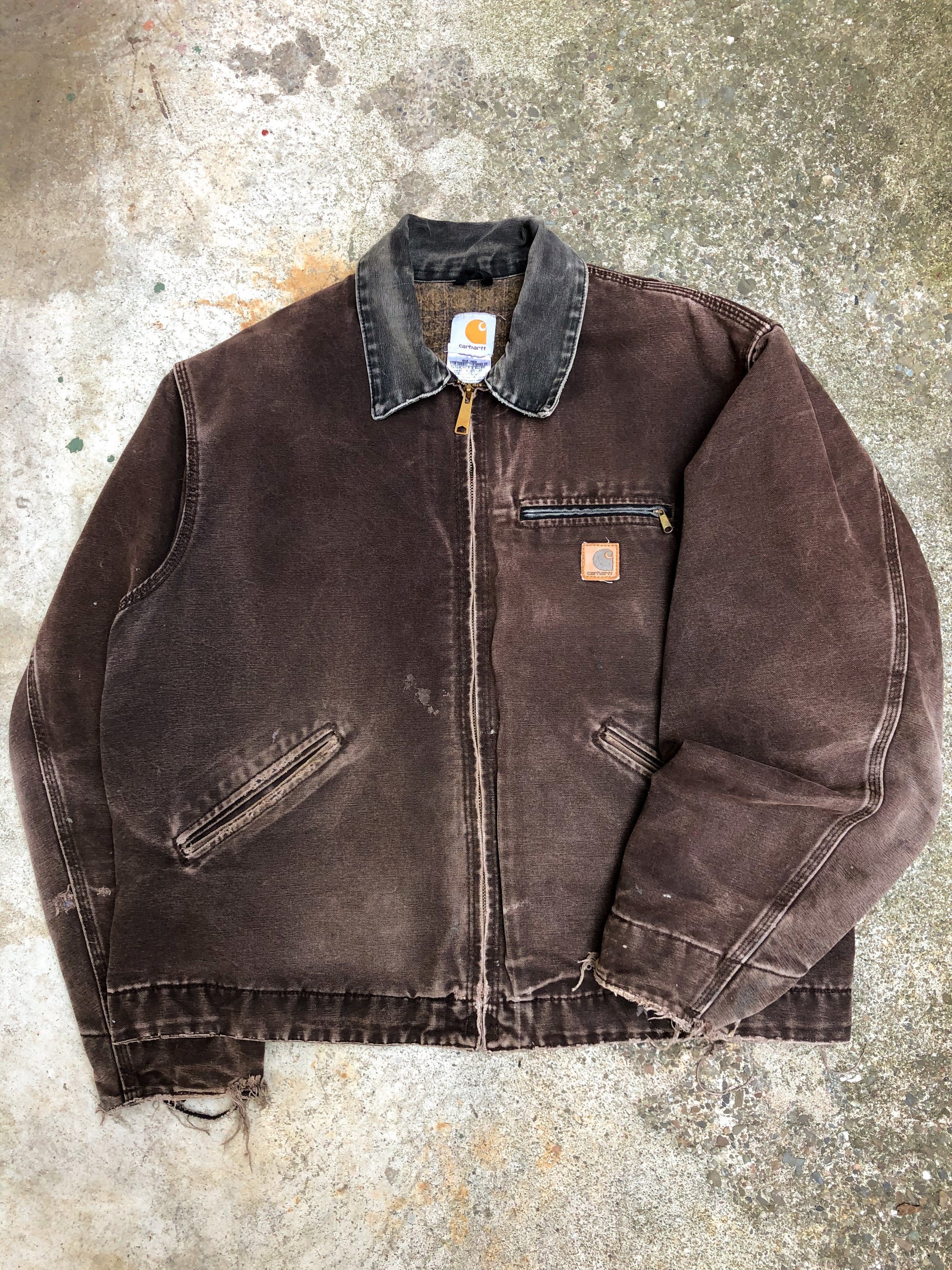 1990s Carhartt Faded Dark Brown Lined Work Jacket (XL)