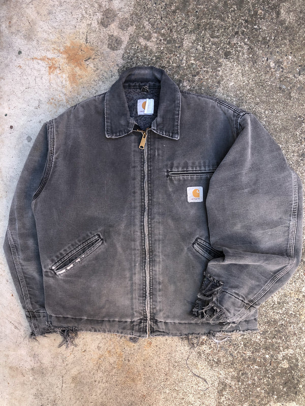 1990s Carhartt Thrashed Dark Grey “West Coast Steel” Lined Work Jacket (M)