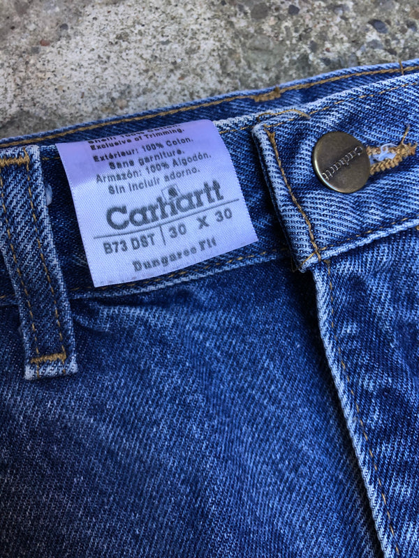 Carhartt B73 Blue Denim Double Knee Front Work Pants (29X28)