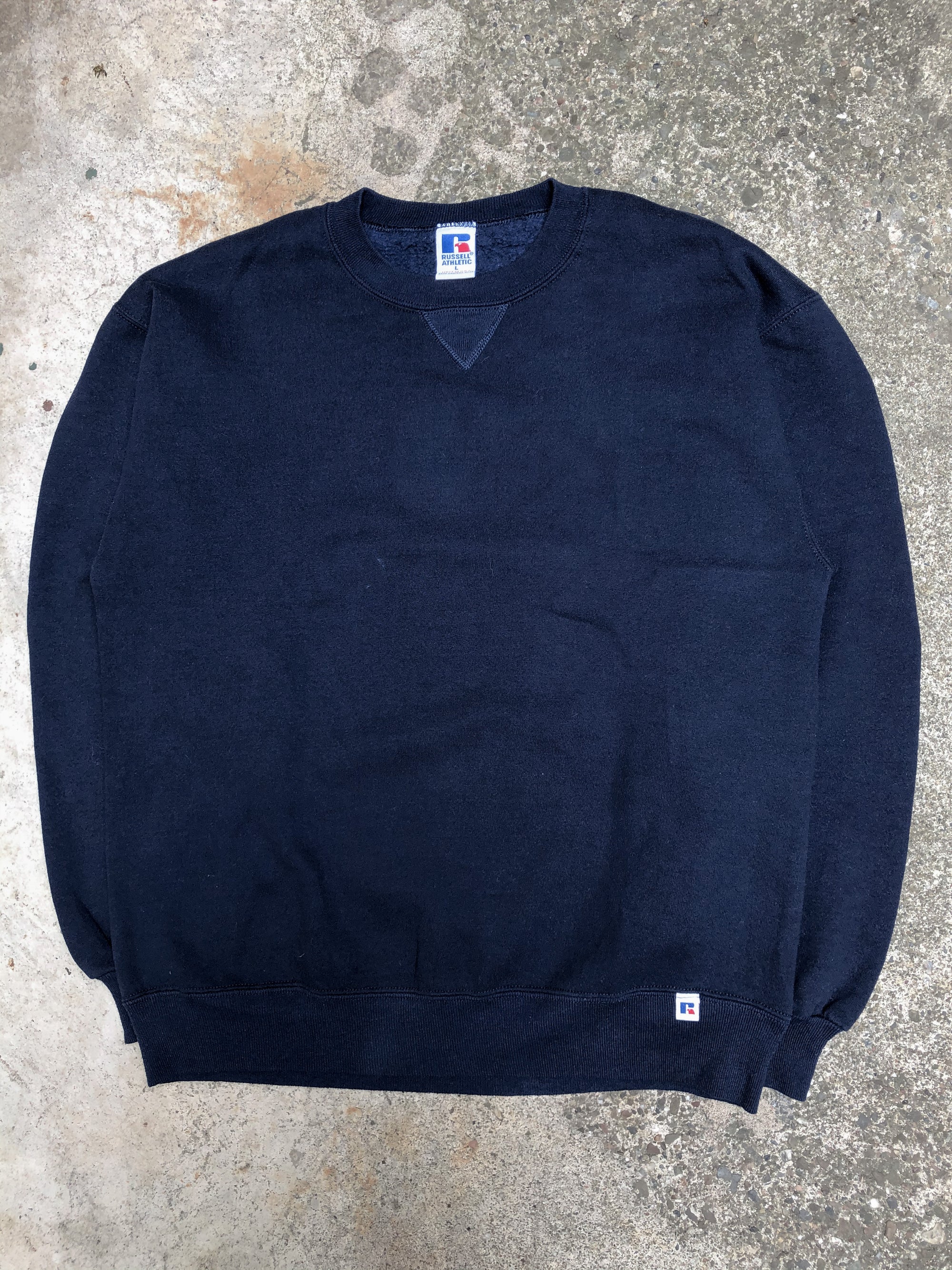 1990s Russell Faded Navy Blank Sweatshirt