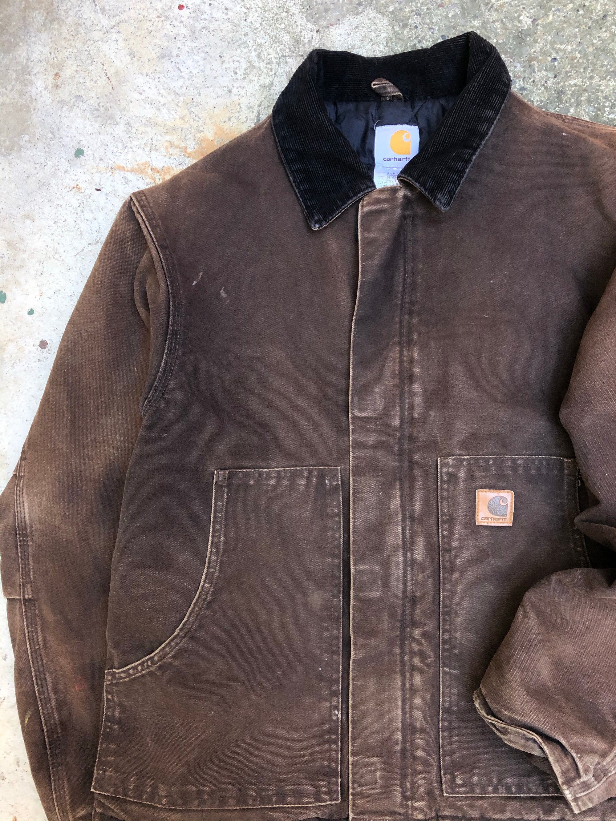 1990s Carhartt Faded Dark Brown Quilted Arctic Jacket (M)