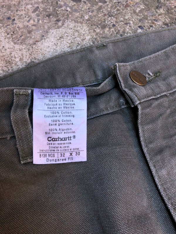 Carhartt B136 Moss Green Double Front Knee Work Pants (32X30)