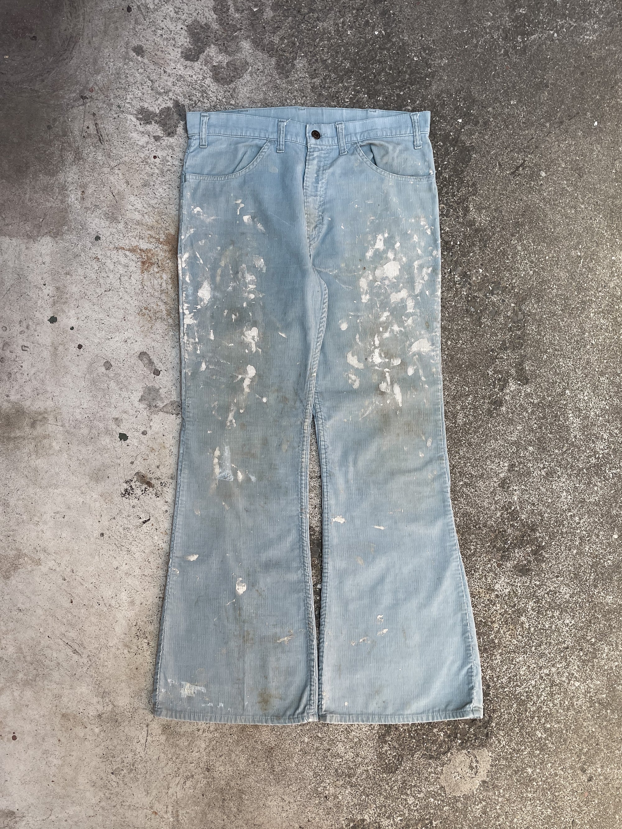 1970s Levi’s Painted Mint Corduroy 663 Flares Talon Zip (33X31)