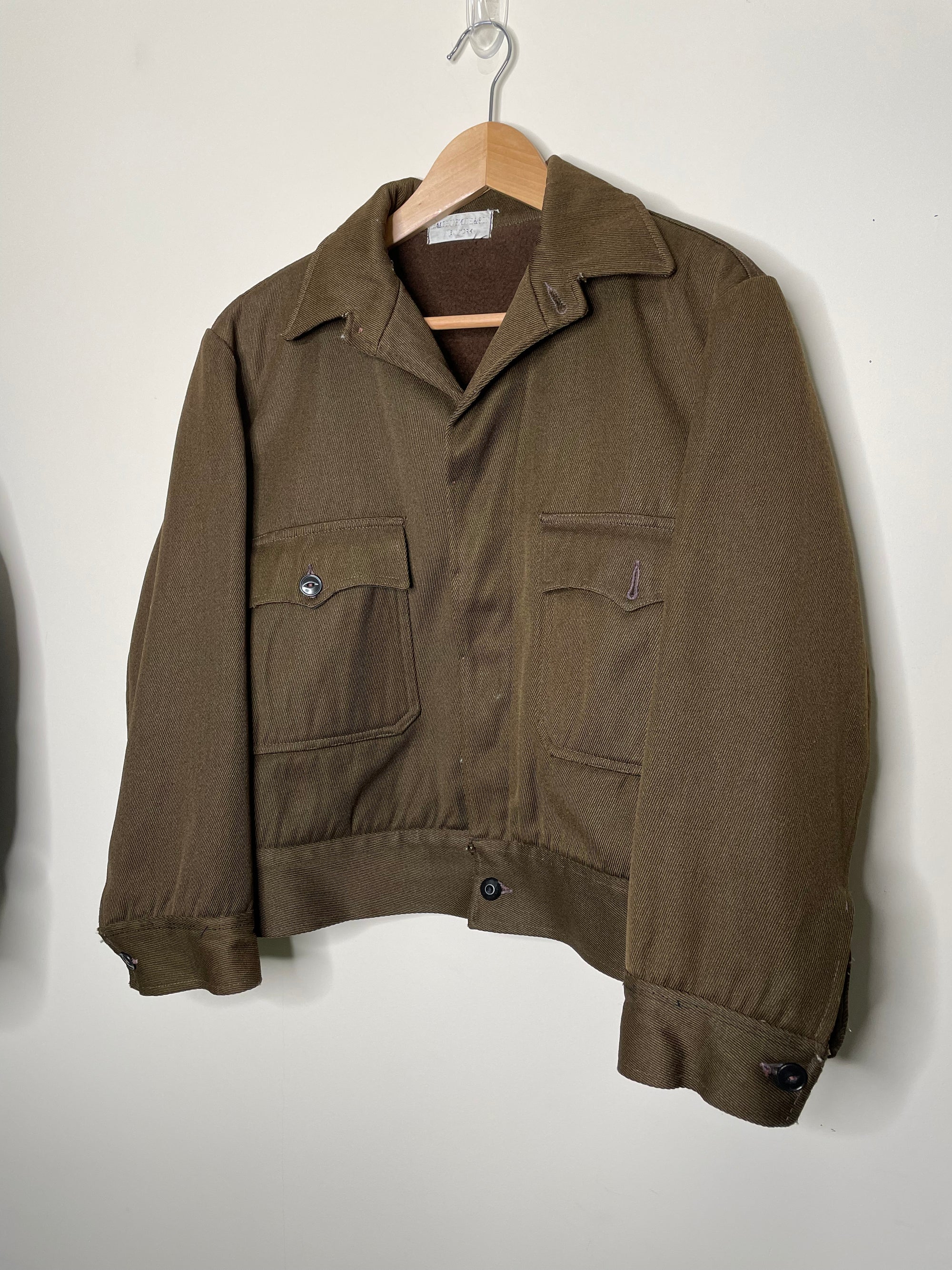 1950s/60s Olive Brown Wool Lined Work Jacket