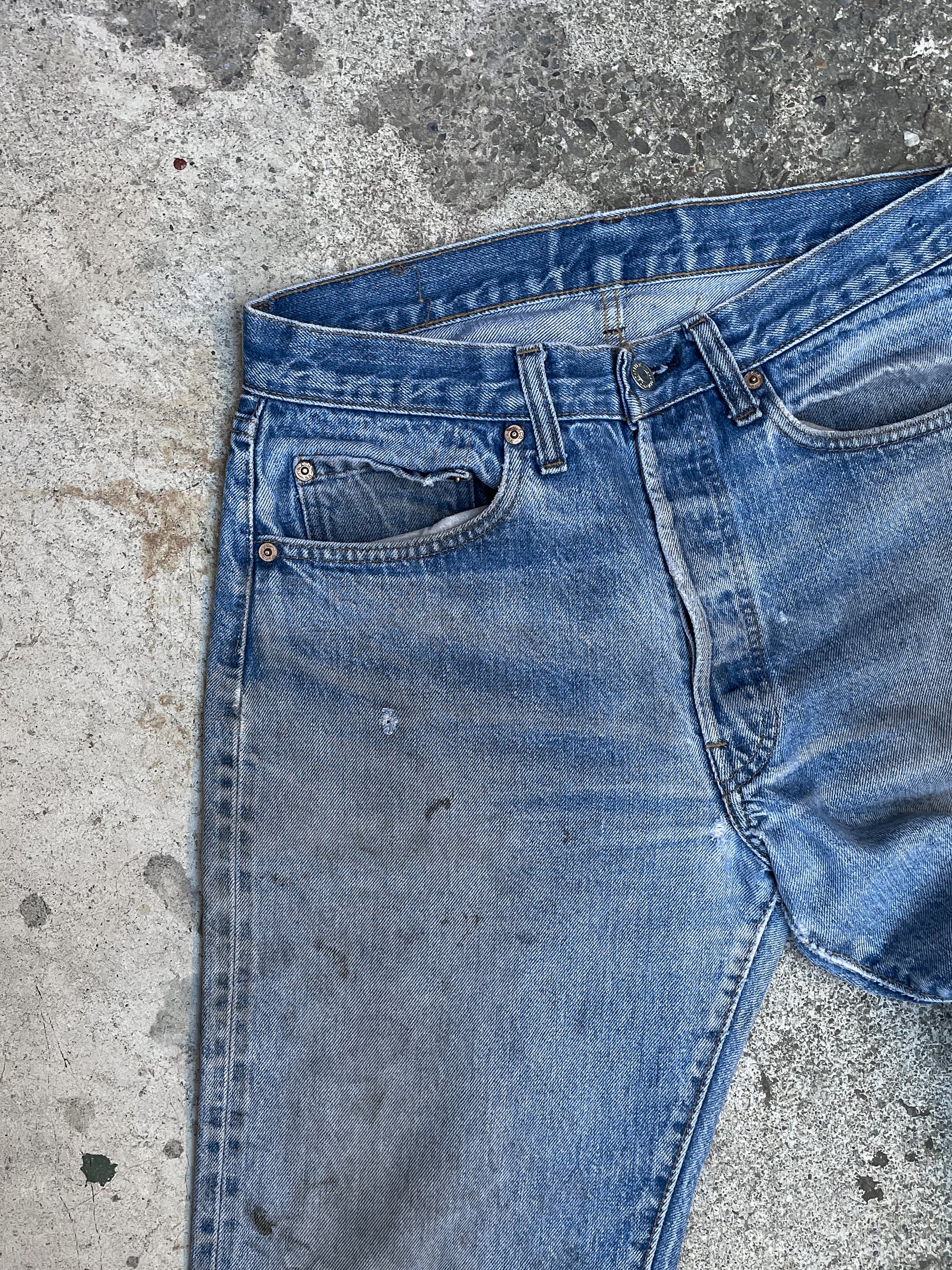 1970s Levis Worn In Faded Blue 501 Selvedge (29X28)