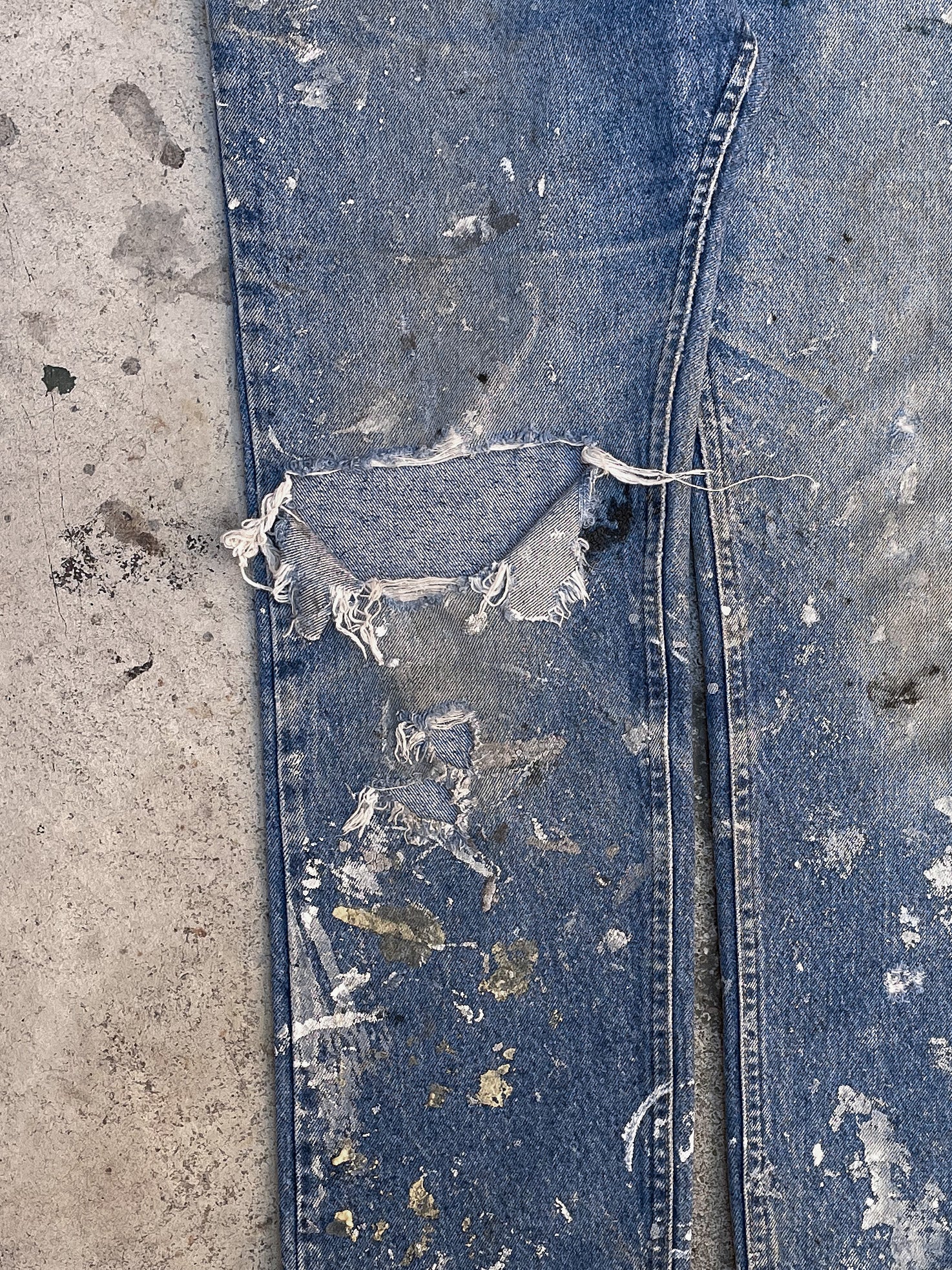 1990s Lee Painted Distressed Blue Denim (34X28)