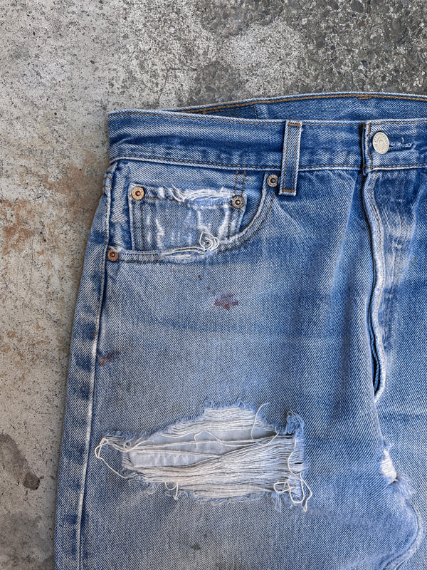 1990s Levi’s Distressed Worn In Blue 501XX (31X26)