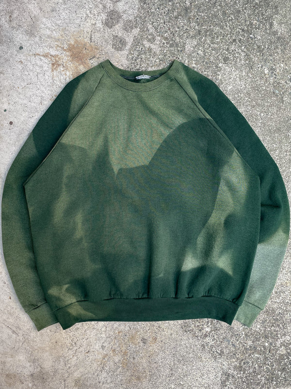 1990s Sun Faded Green Blank Raglan Sweatshirt