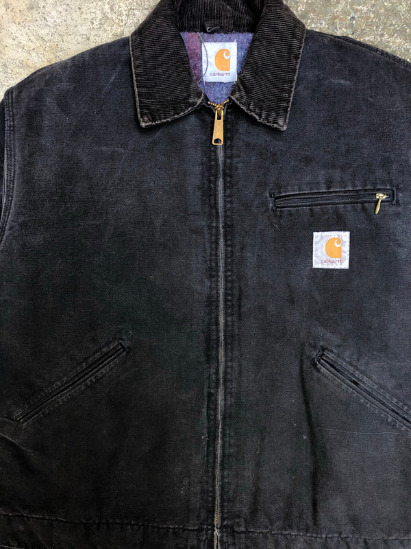 1990s Carhartt Faded Black Lined Work Jacket (S/M)