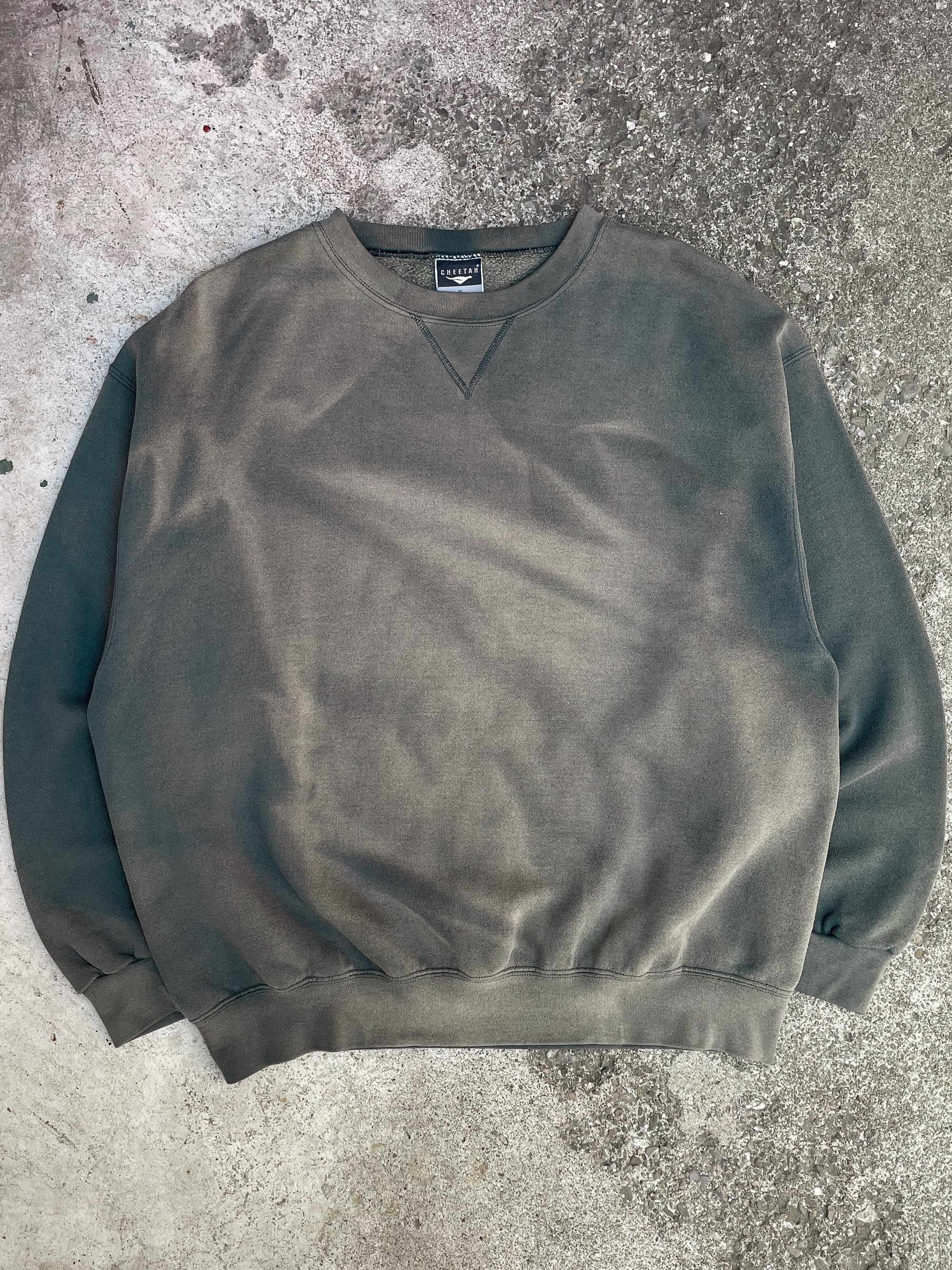 1990s Sun Faded Green Blank Sweatshirt (XL)