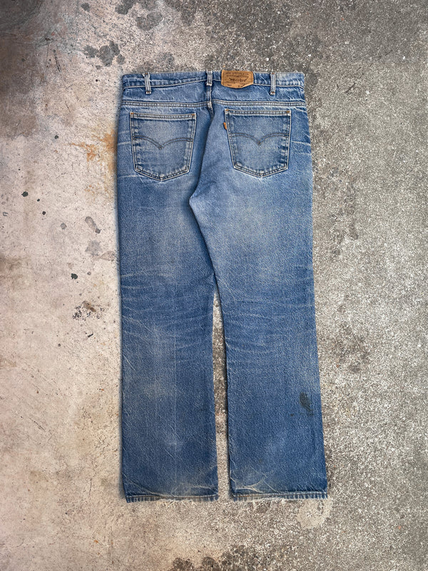 1990s Orange Tab Levi’s Worn In Blue 517 Scovill Zip (35X30)