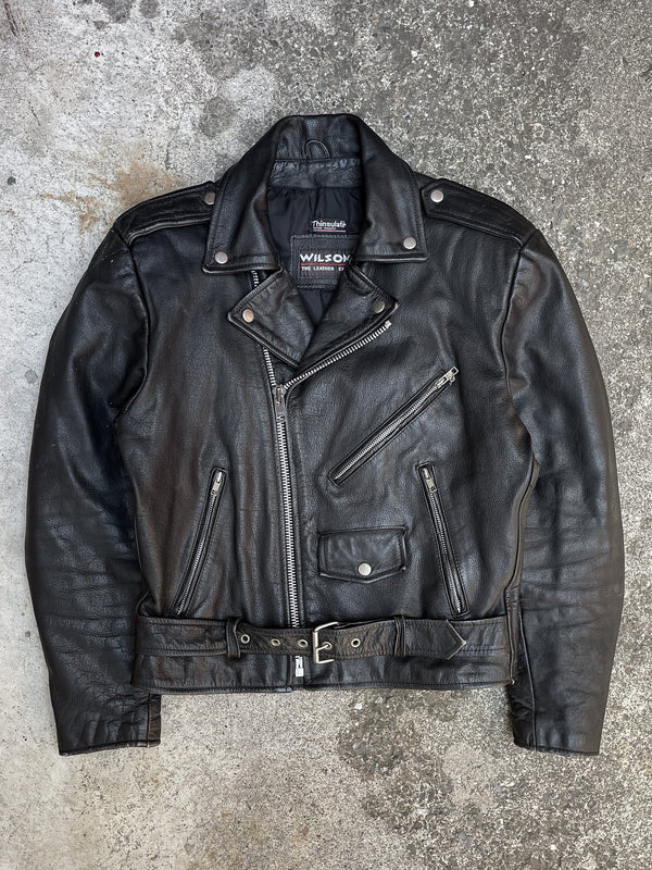 1980s “The Wanderers” Painted Black Leather Biker Jacket