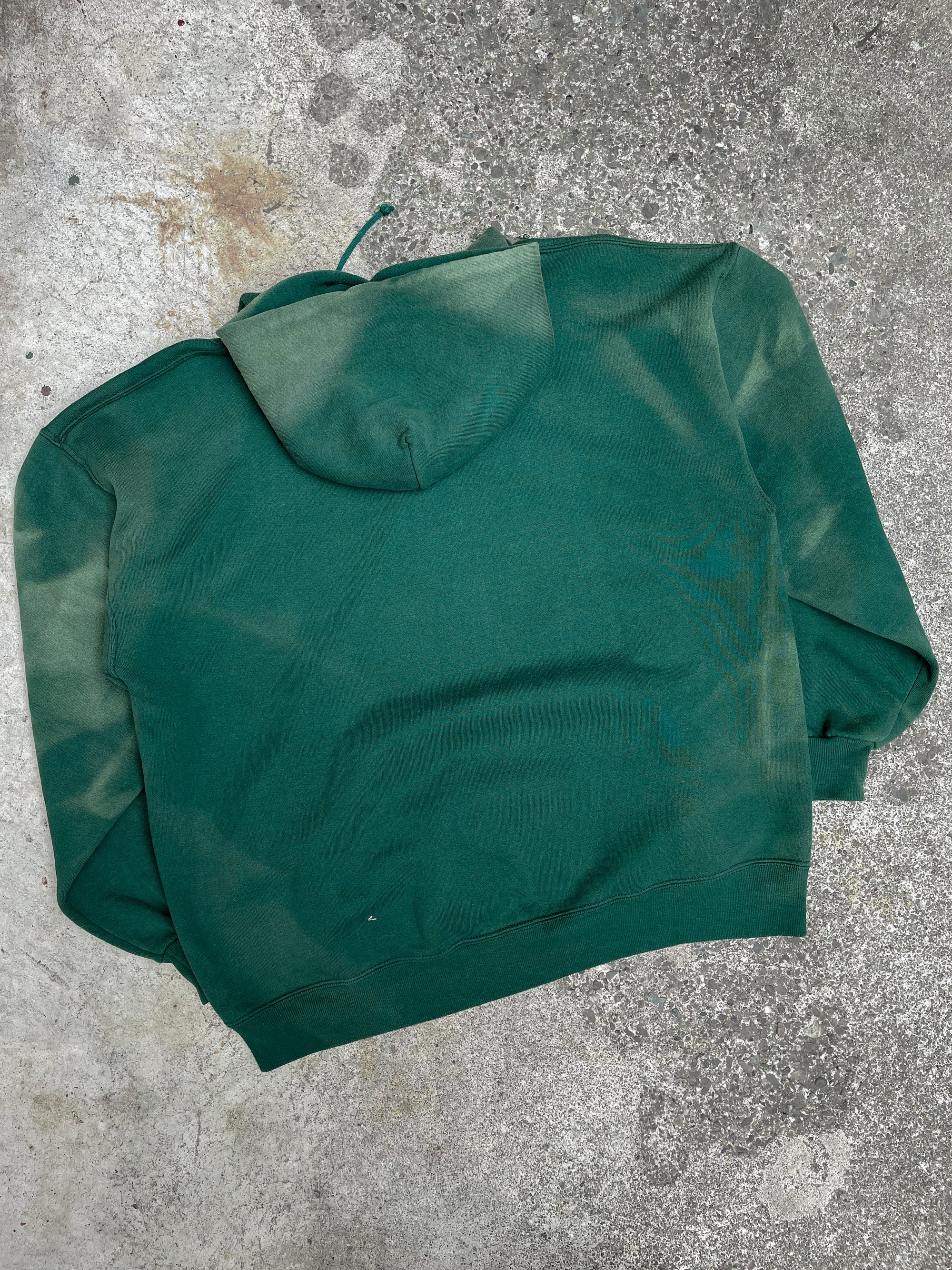 1990s Russell Sun Faded Pine Green Blank Hoodie