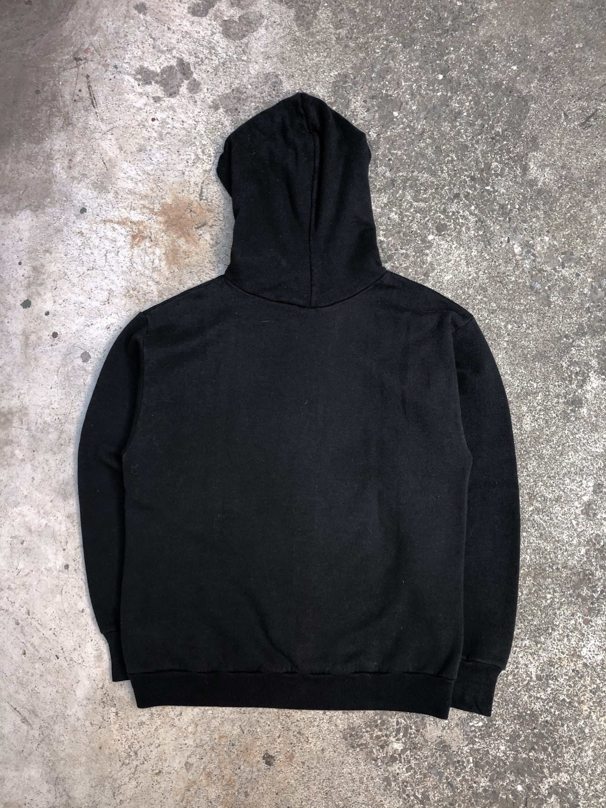 1980s Black Blank Hoodie Sweatshirt (S)