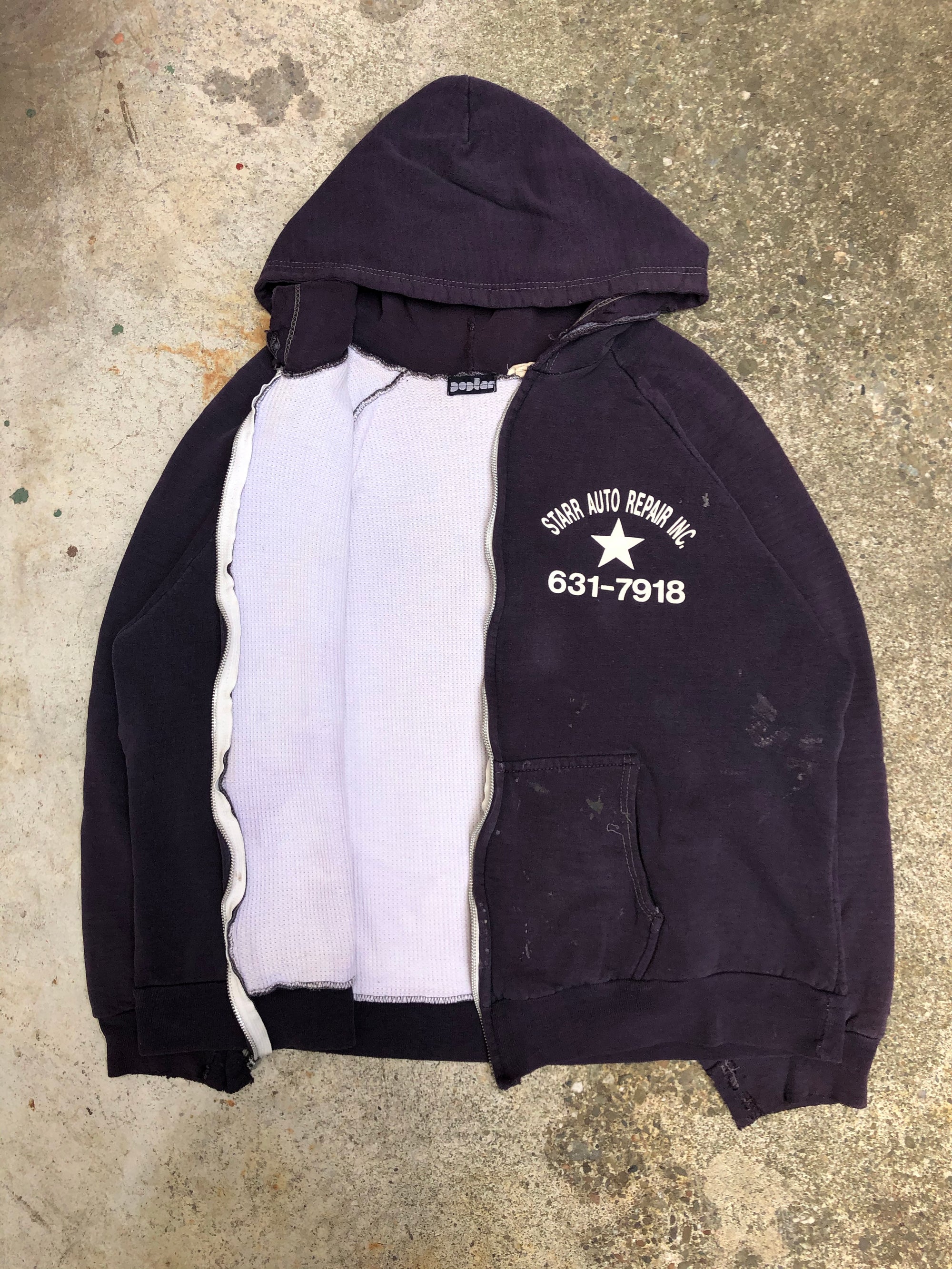 1980s Faded “Starr Auto Repair” Thermal Zip Up Hoodie