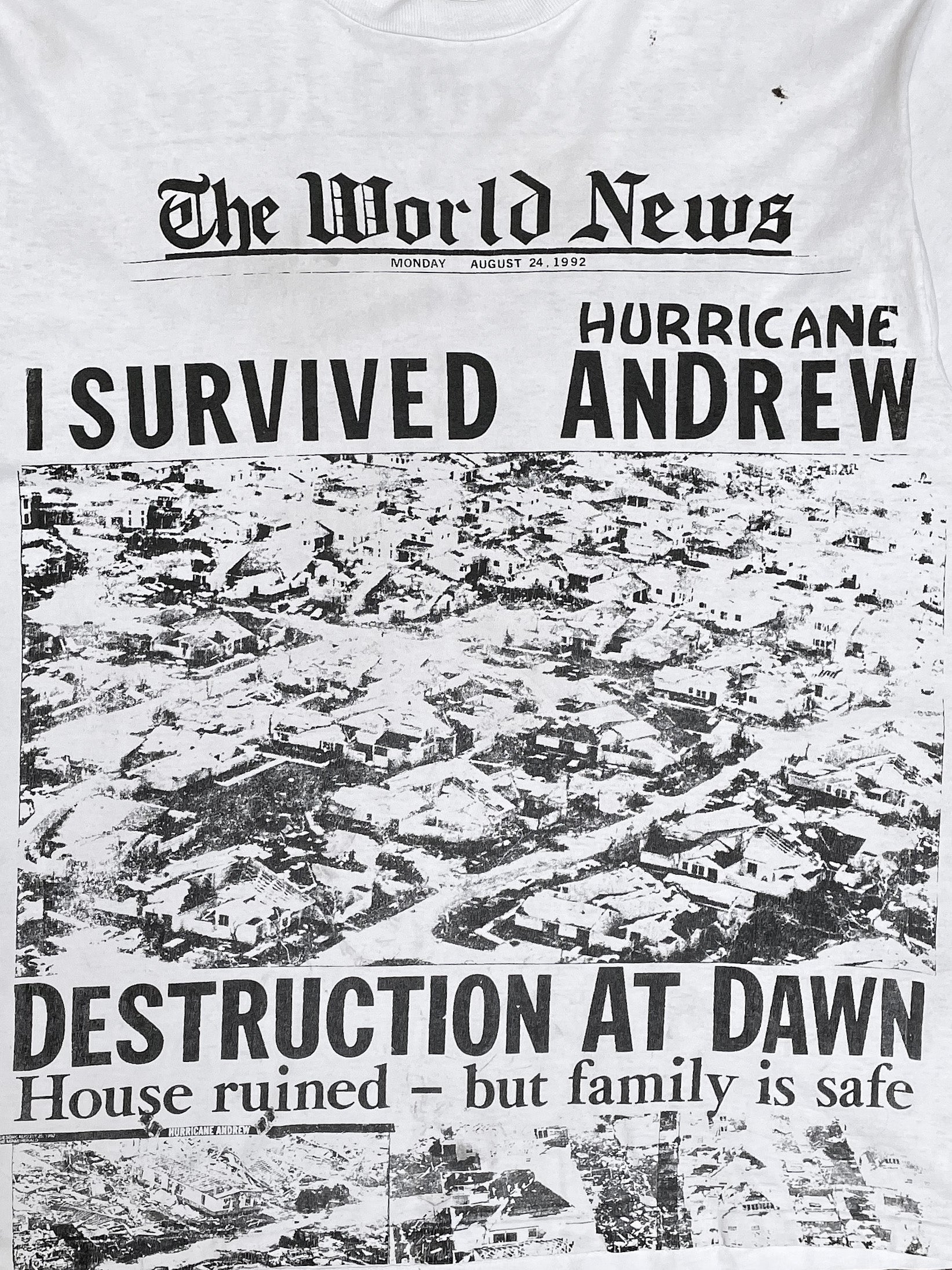 1990s “I Survived Hurricane Andrew” Single Stitched Tee