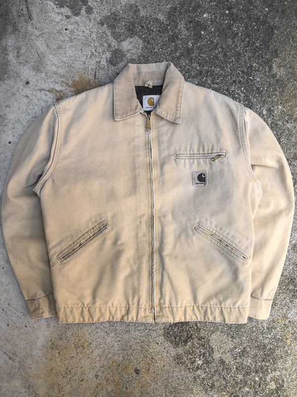 1990s Carhartt Faded Cream Lined Work Jacket (M)