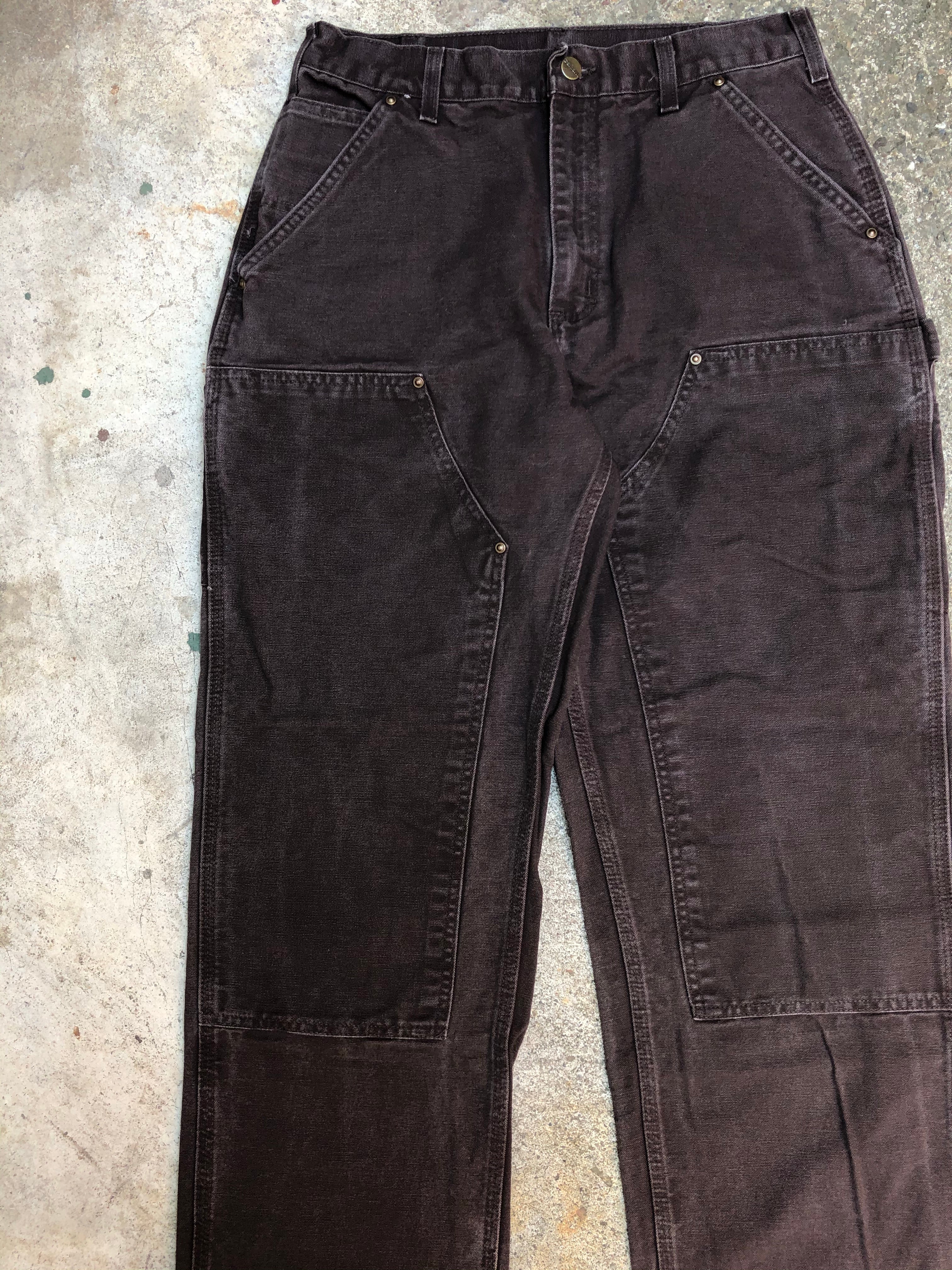 Carhartt B136 Dark Brown Double Front Knee Work Pants (31X29
