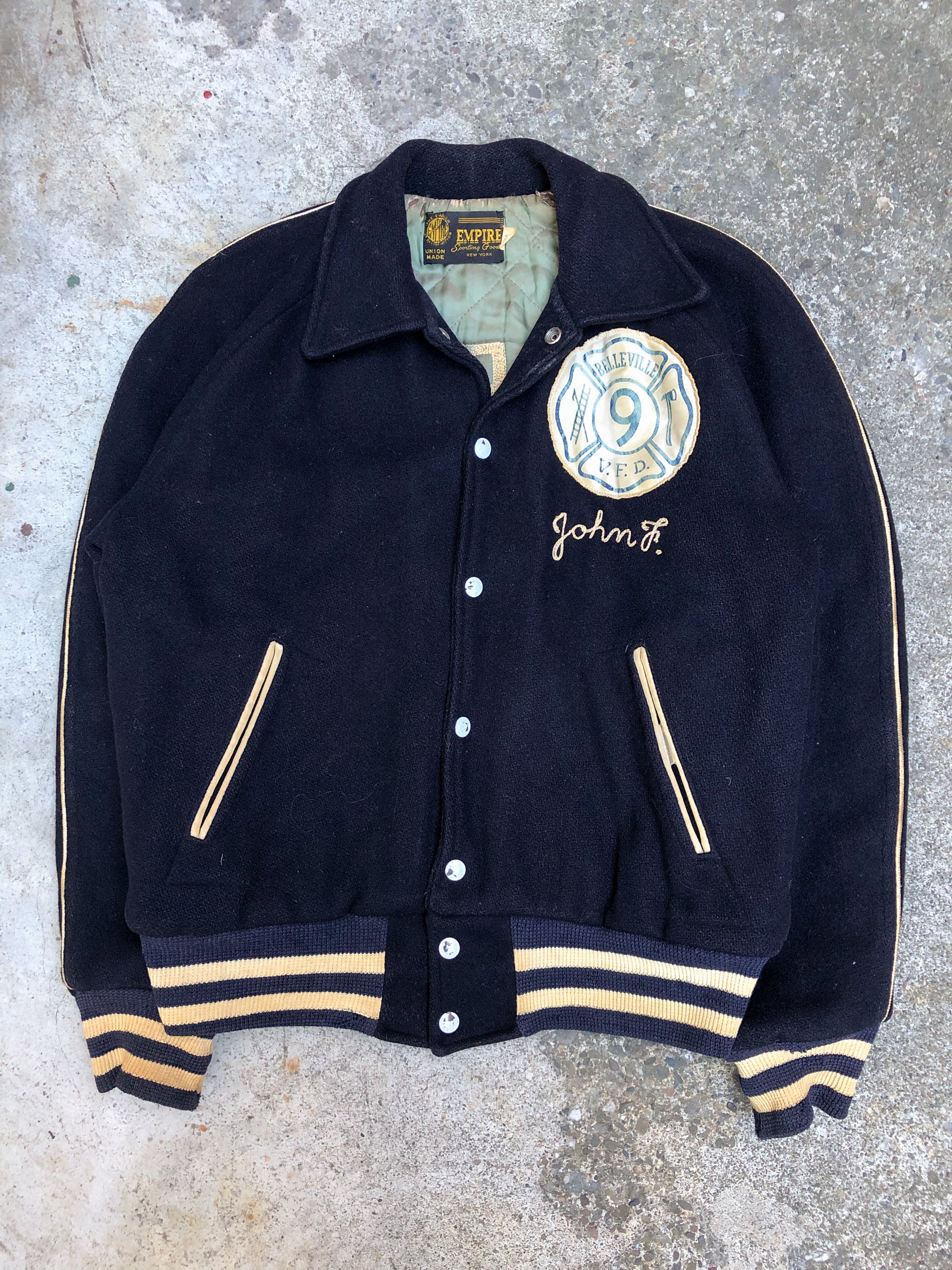 1960s Navy Chain Stitch “Belleville VFD” Varsity Jacket