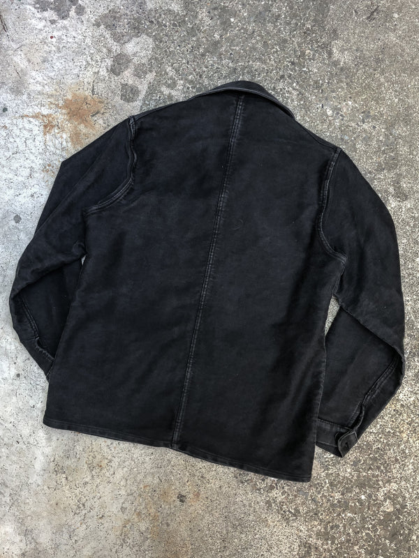 1960s/70s Faded Black Moleskin French Chore Jacket