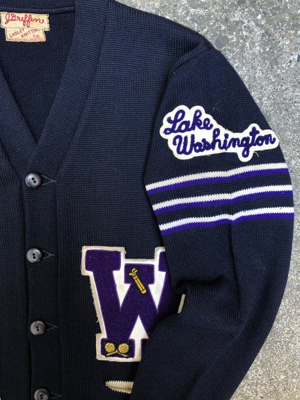 1960s “Lake Washington” Chain Stitch Varsity Letterman Cardigan