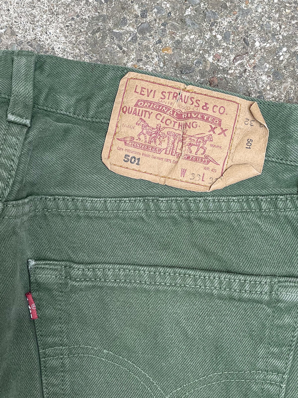 1990s Levi’s Faded Green 501 Released Hem (30X31)