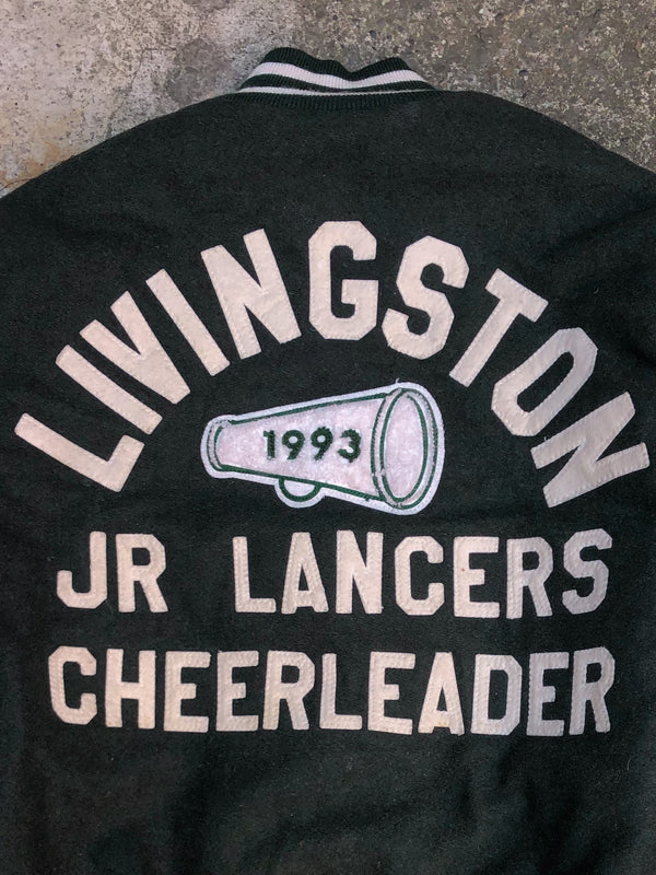 1990s Forest Green Chain Stitch “Livingston Lancers” Varsity Letterman Jacket