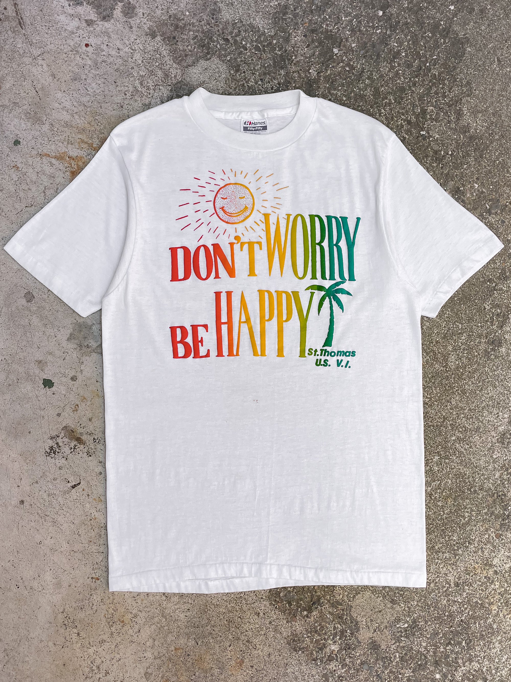 1980s “Don’t Worry Be Happy” Single Stitched Puff Print Tee