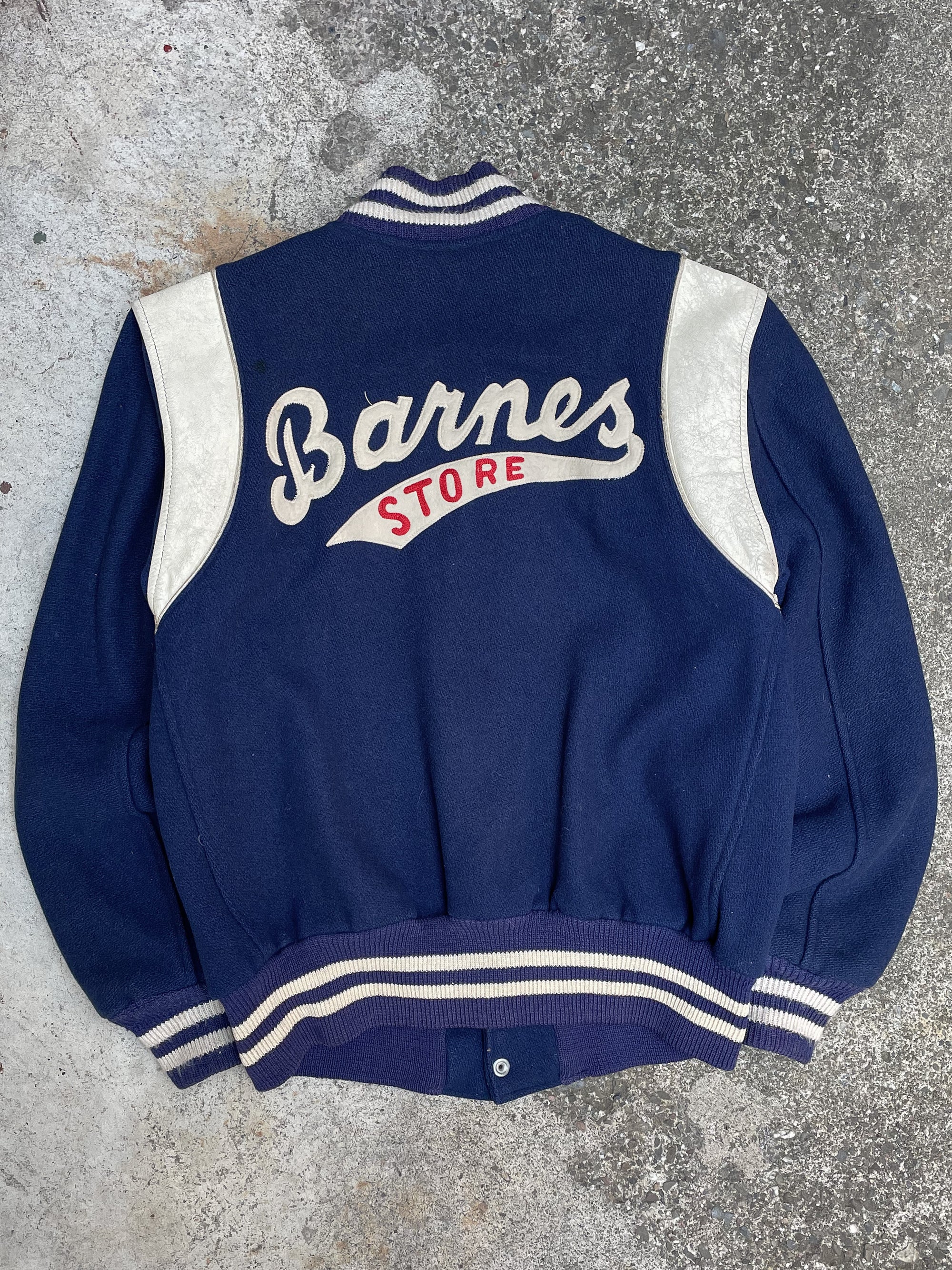 1960s “Barnes Store” Chain Stitched Varsity Jacket (M)