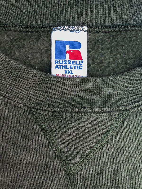 1990s Russell Faded Moss Green Blank Sweatshirt