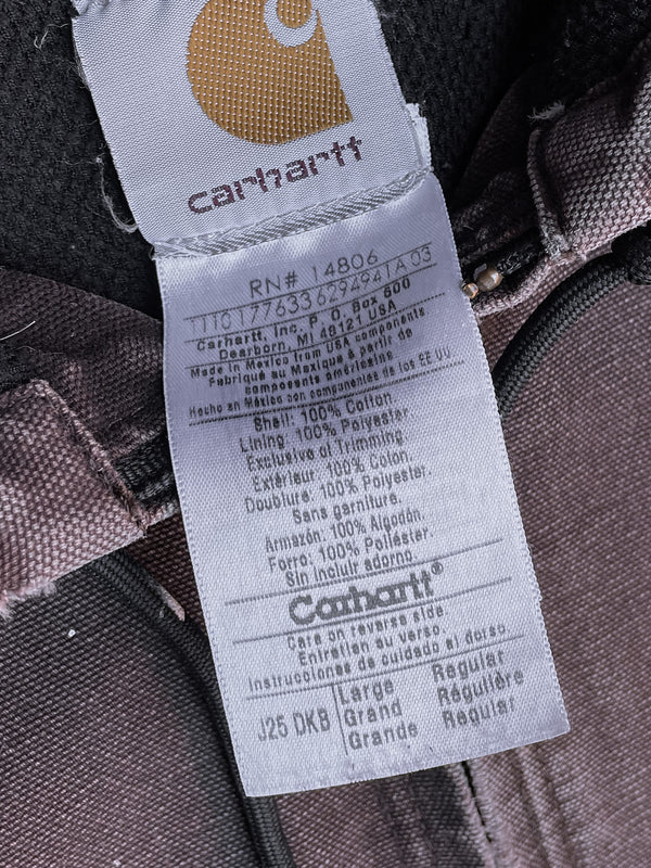 Carhartt Painted Faded Dark Brown Hooded Work Jacket (L)