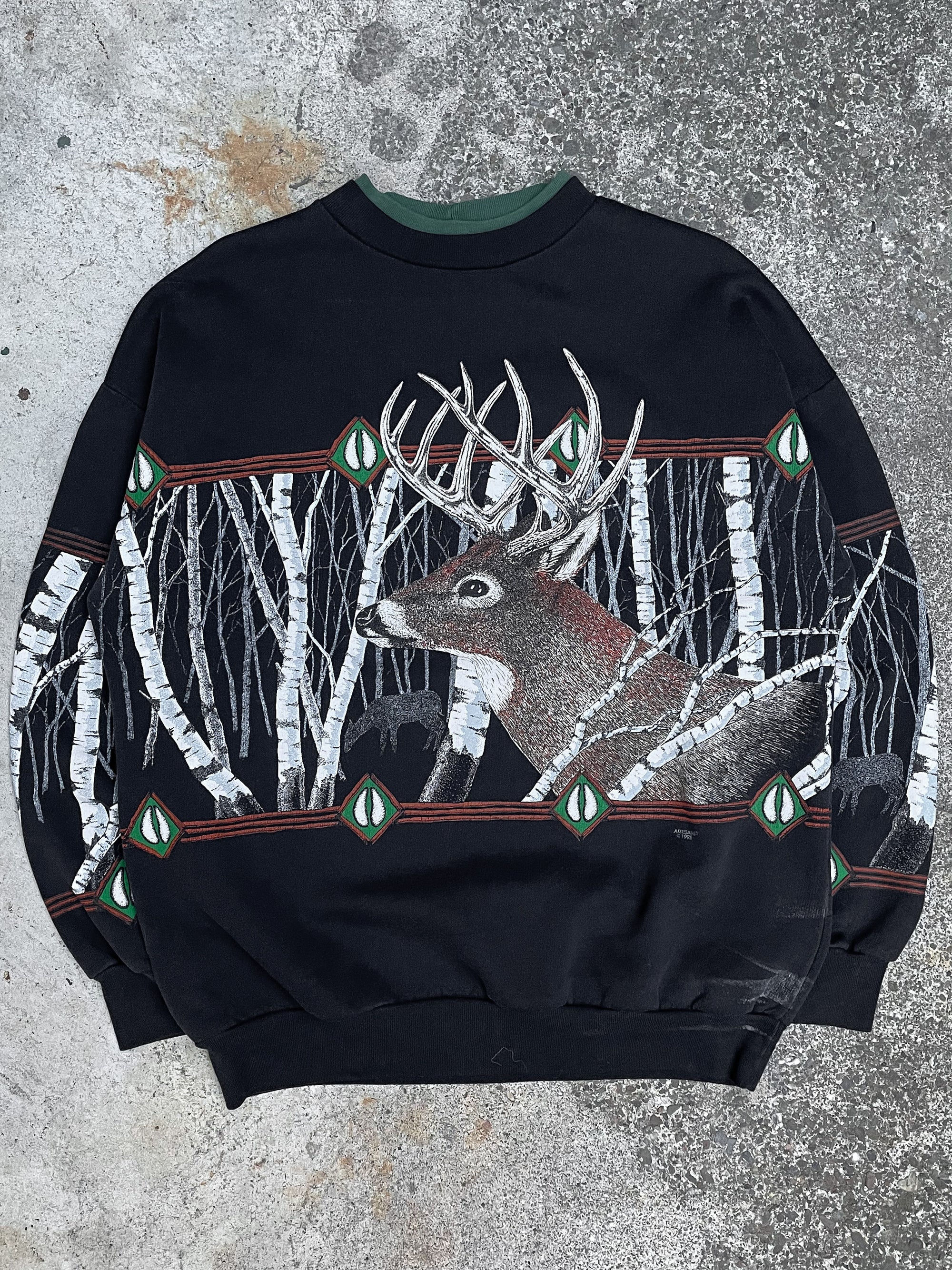 1990s “Deer” Double-Collar Sweatshirt