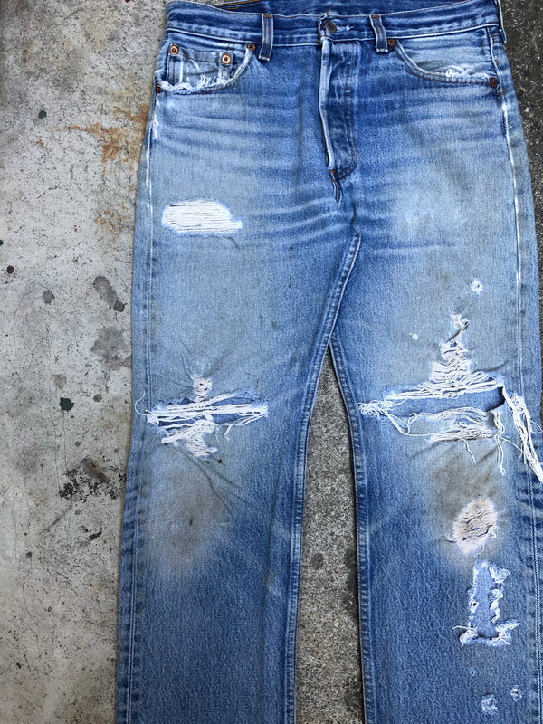 1990s Levis Thrashed Blue 501XX (30X29)