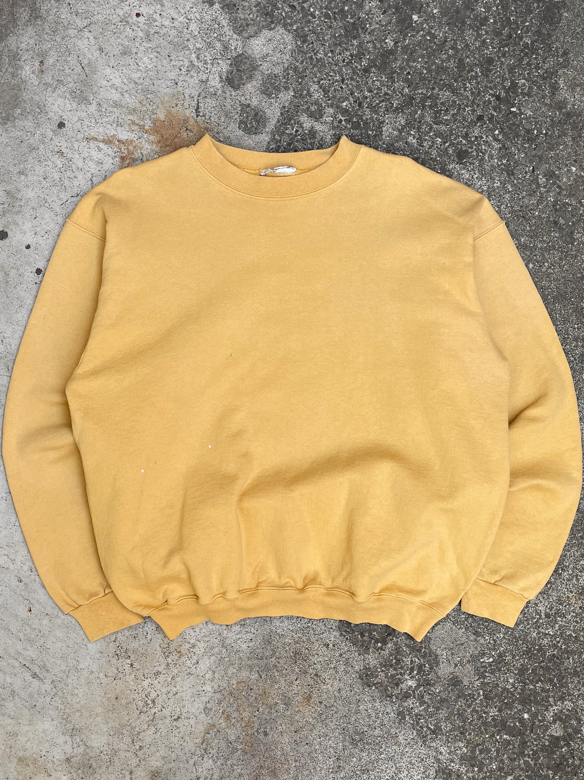 1990s Faded Yellow Blank Sweatshirt