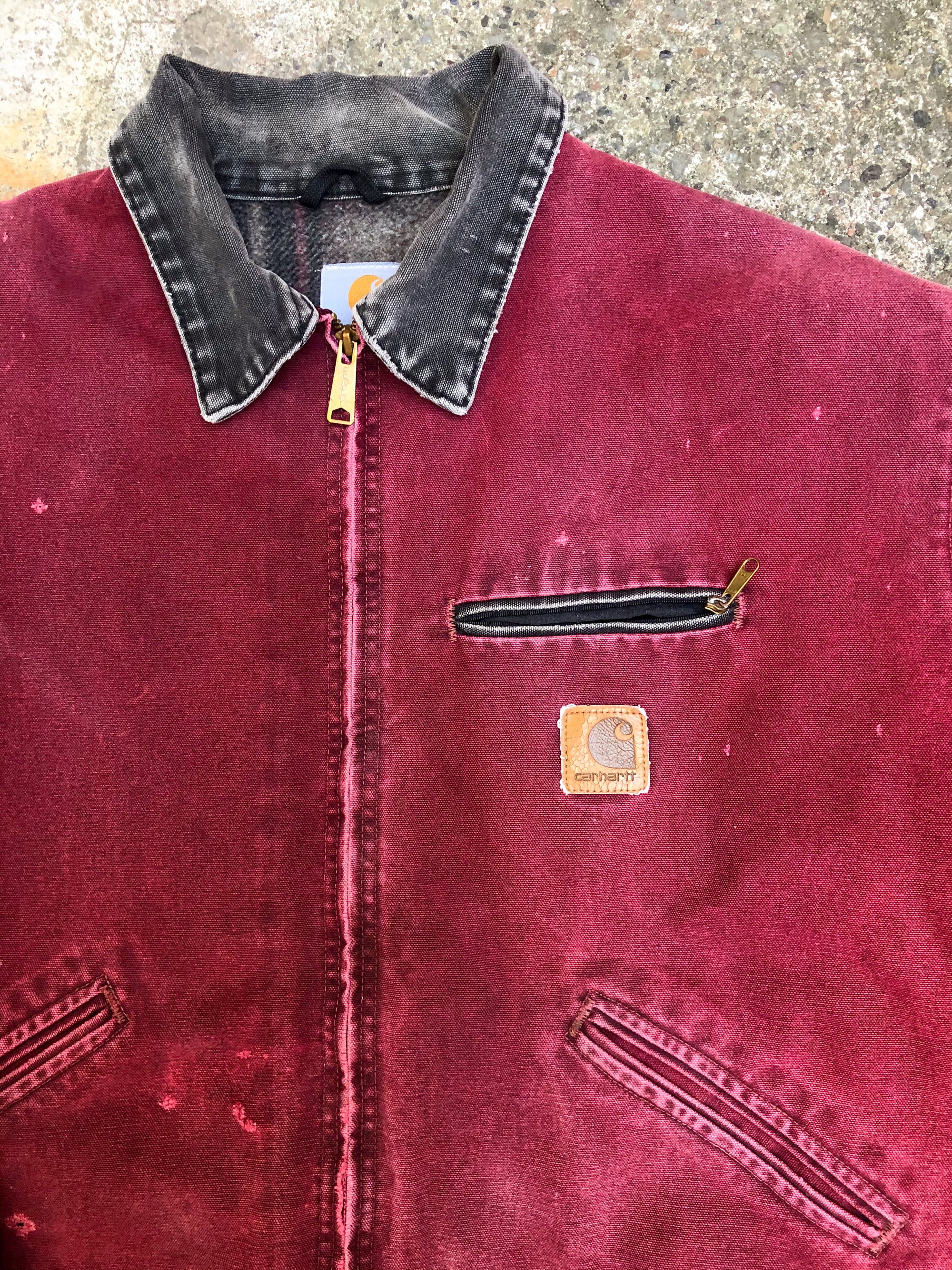 1990s Carhartt Faded Crimson Red Lined Work Jacket (XXL)