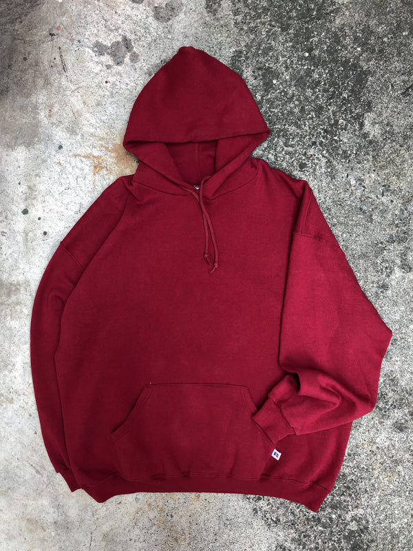 1990s Russell Faded Crimson Red Blank Hoodie