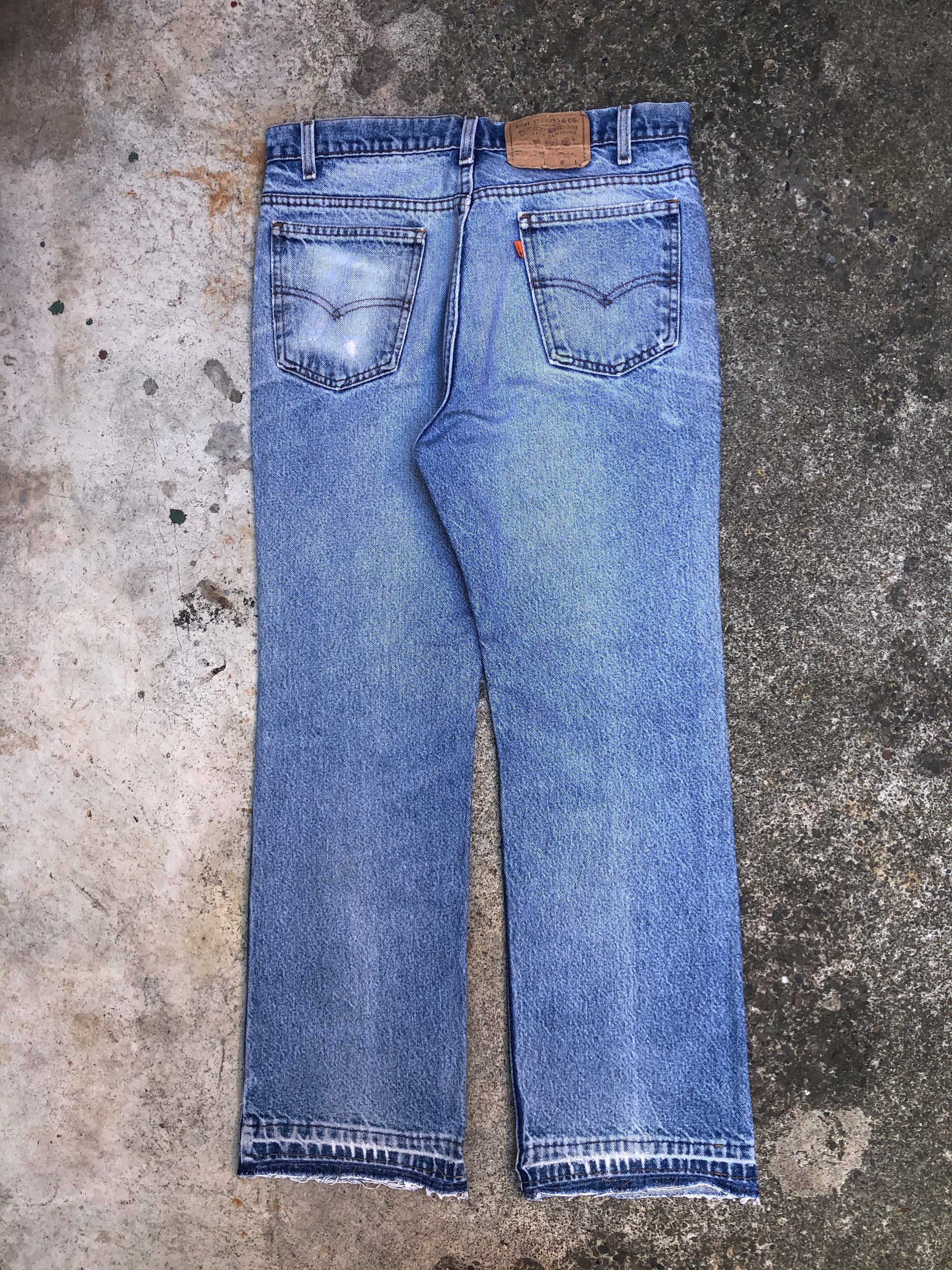 1980s Orange Tab Levis Faded Blue 517 Released Hem (32X28)