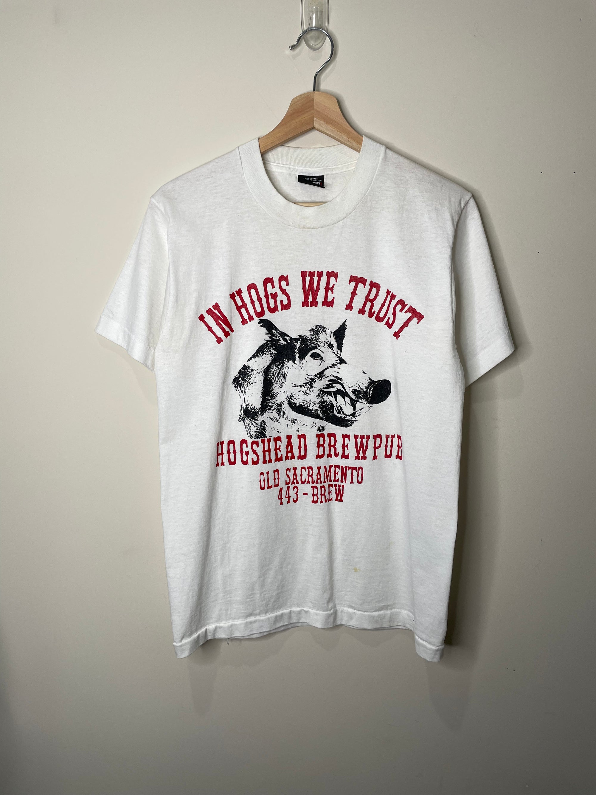 1990s “In Hogs We Trust” Single Stitched Tee (S/M)