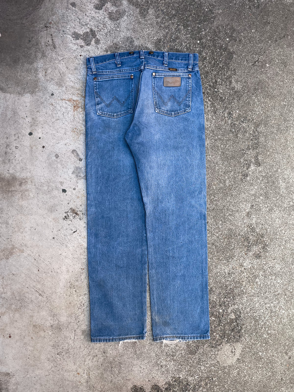 1990s Wrangler Patched Dirty Blue Denim (32X30)