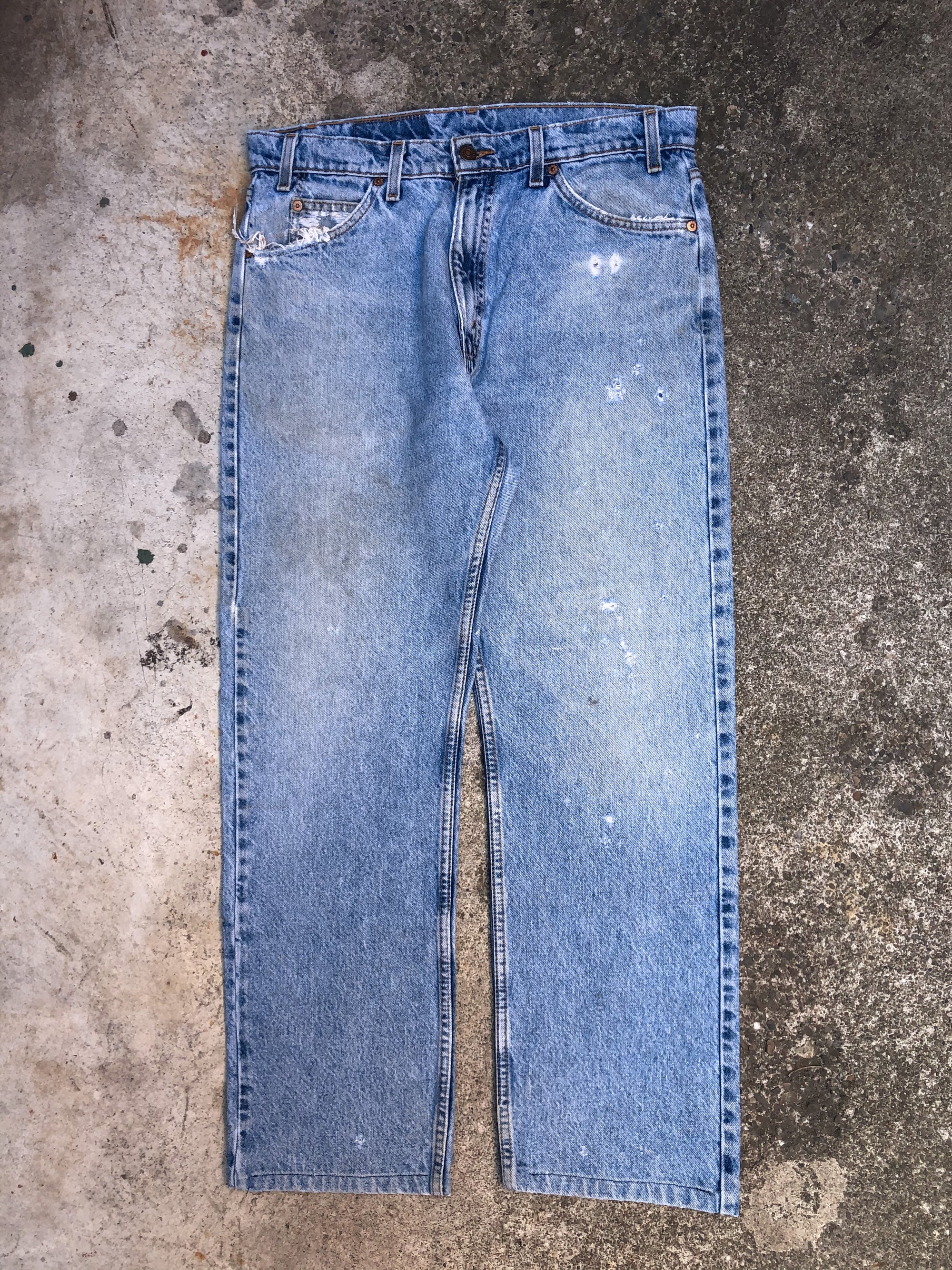 1990s Orange Tab Levis Faded Blue 505 (33X28)