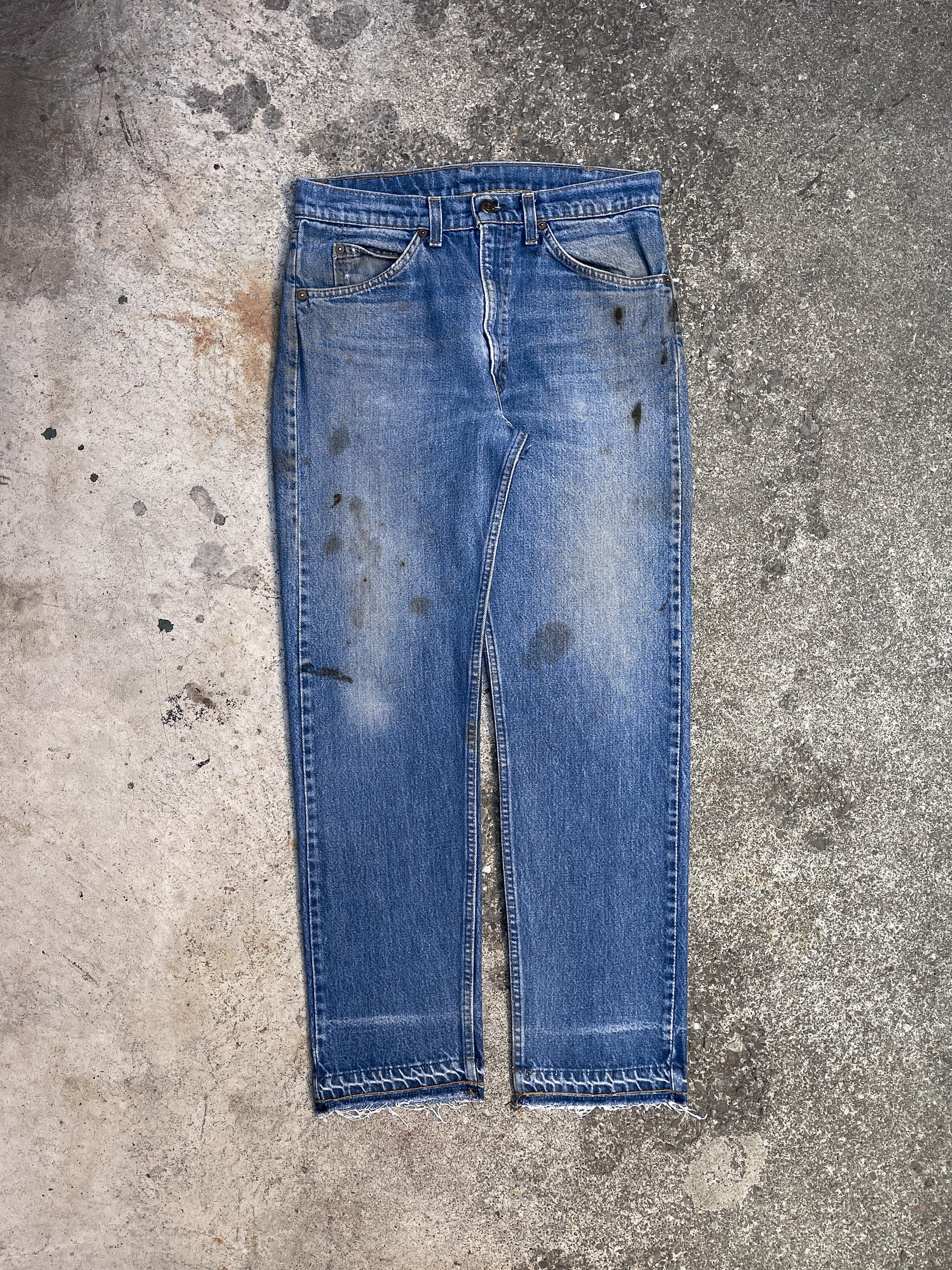 1980s Orange Tab Levi’s Dirty Blue Released Hem Denim Talon Zip (28X29)