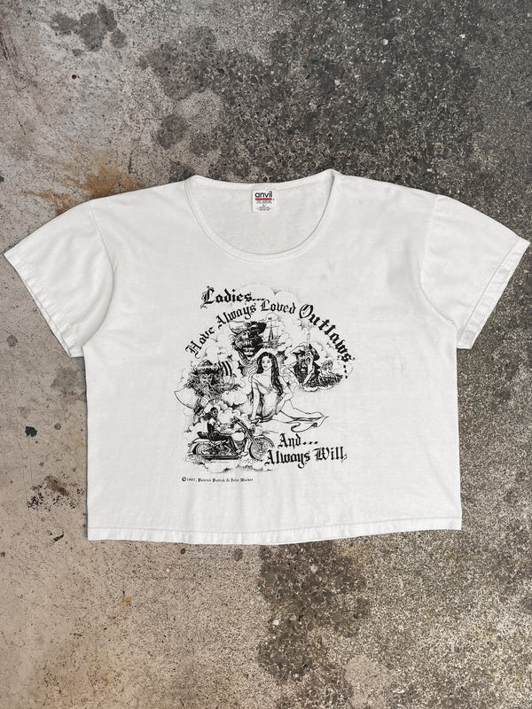 1990s “Ladies Have Always Loved Outlaws…” Cropped Tee (M)