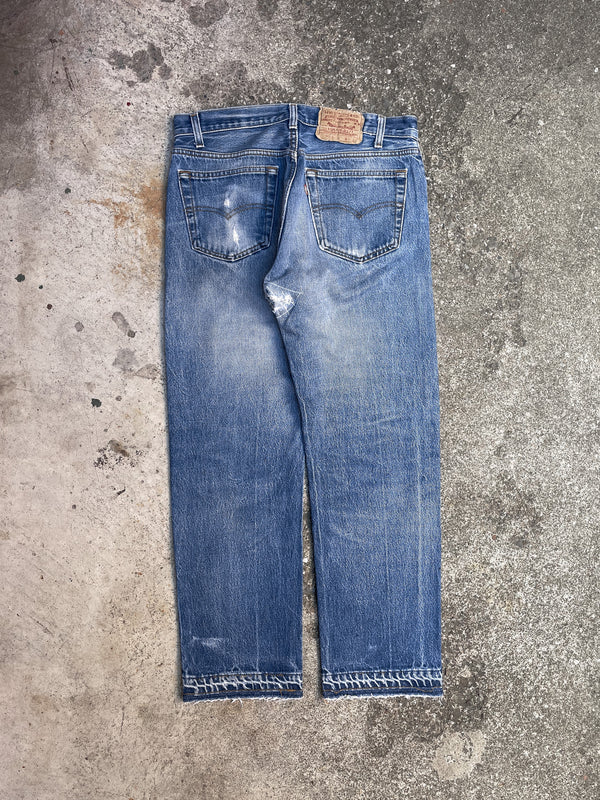 1980s Levi’s Repaired Blue 501 Released Hem (31X27)