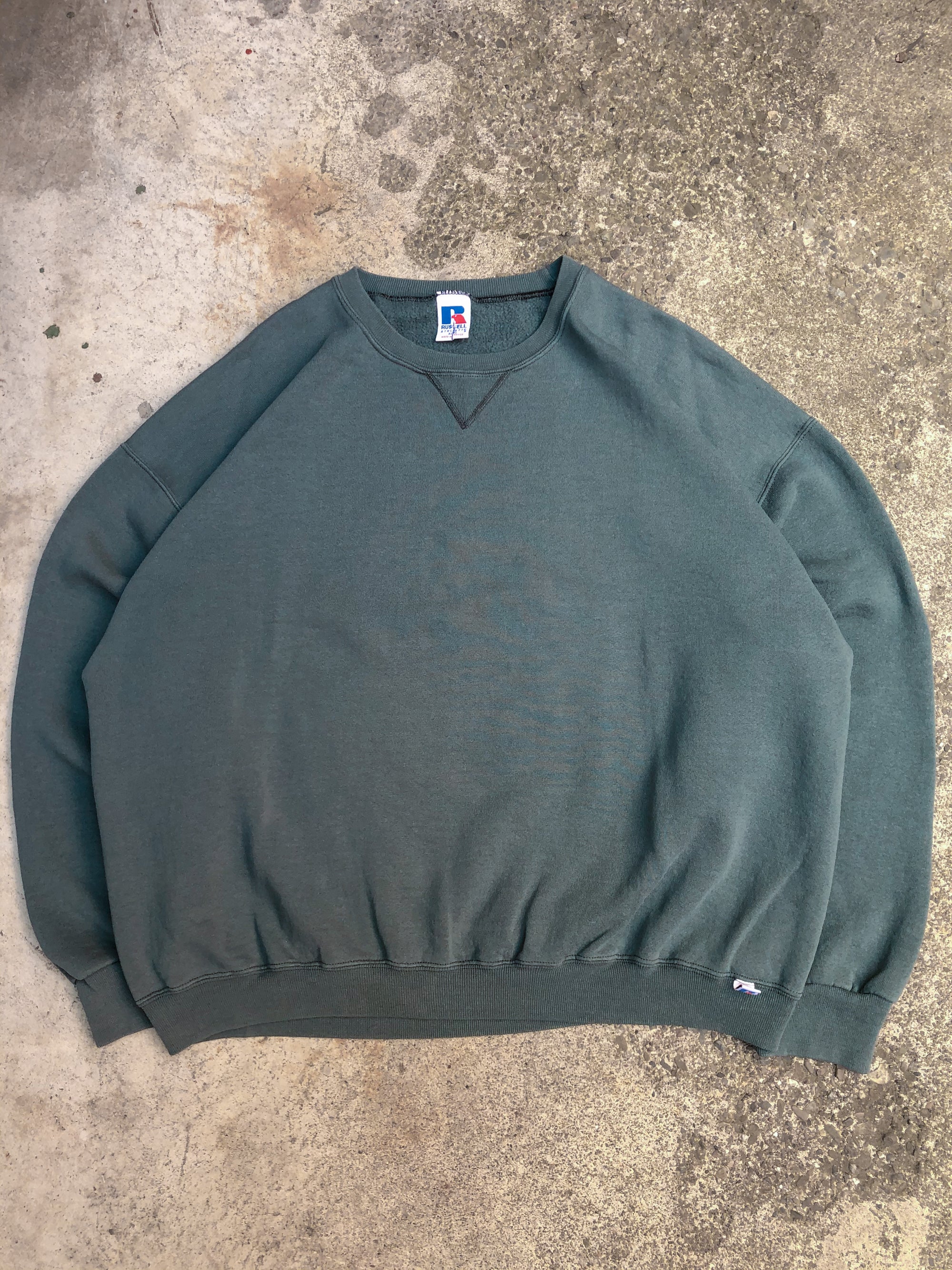 1990s Russell Faded Sea Foam Blank Sweatshirt